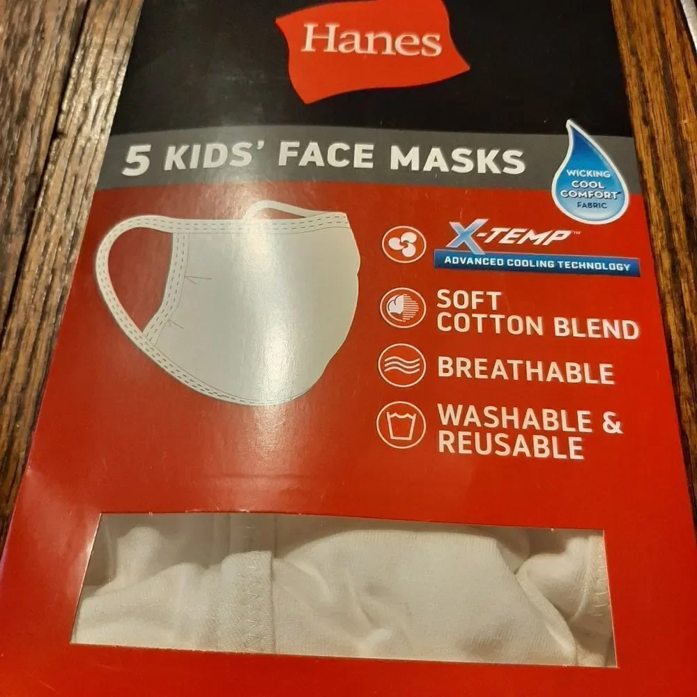 New TEN White Kids Youth Hanes X-Temp Facemasks Cooling Breathable Wicki…